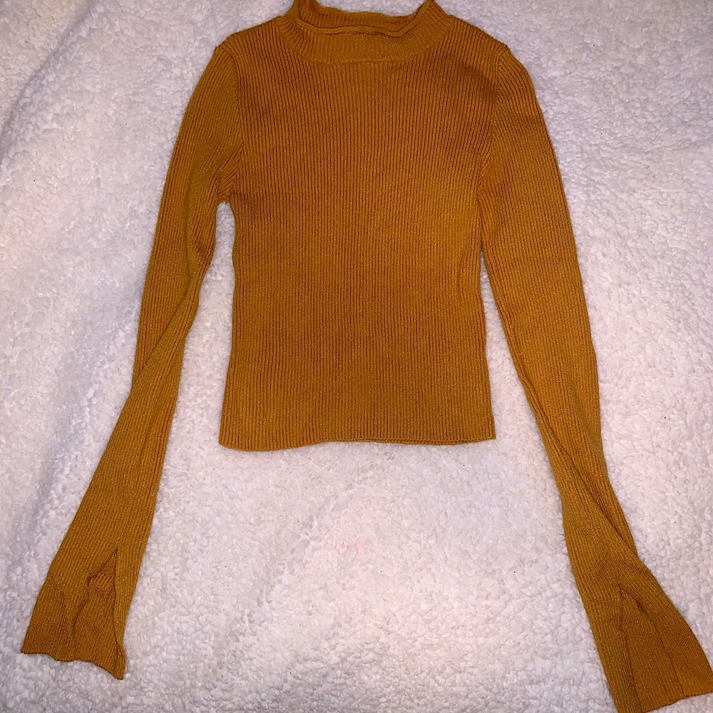 Long Sleeve Mustard Crop Top